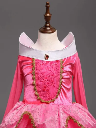 Vista 4 de DH Sleeping Beauty - Vestido de fiesta de princesa para niñas con accesorios de cosplay, rosa, 3-4 años
