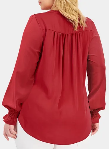 Vista 2 de Eytino Blusa de gasa para mujer, talla grande, cuello en V, sin mangas, casual, para el trabajo, oficina (1X-5X)