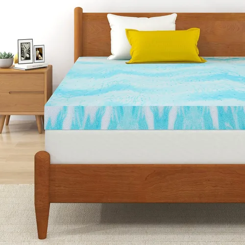 Vista 10 de Cubrecolchón de espuma viscoelástica de gel de 2 pulgadas para cama de tamaño individual Balanced Comfort, Pressure Relief, Ventilated Breathable