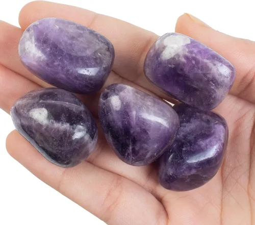 Vista 10 de Más de 300 quilates, 2 piedras y cristales pulidos de amatista, piedras pulidas de 79.724 in, piedras curativas reales para principiantes