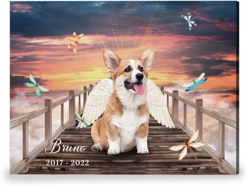 Vista 3 de Lienzo conmemorativo personalizado para los amantes de los perros, póster de fotos de perro en lienzo en memoria amorosa, regalos conmemorativos