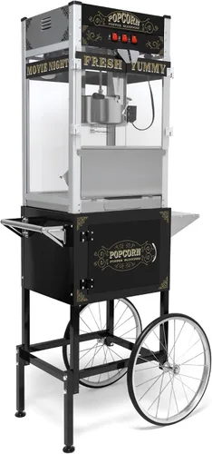 Vista 10 de Máquina para hacer palomitas de maíz, carrito profesional con hervidor de 6 onzas para hasta 25 tazas, máquina comercial vintage de acero Rojo