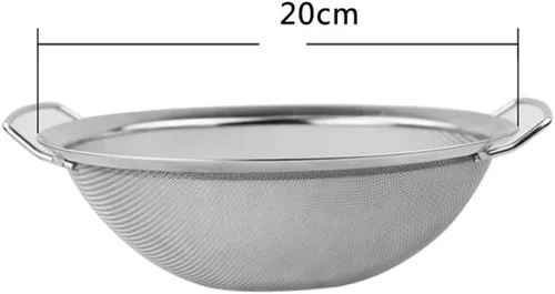 Vista 3 de Filtro de acero inoxidable con mango de tamiz de harina Filtro para freír Filtro de lavado de arroz Colador de frutas y verduras Escurridor de cesta
