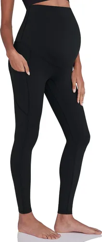 Vista 7 de Enerful Leggings de entrenamiento de maternidad para mujer, sobre el vientre, ropa activa, atléticos, suaves, pantalones de yoga con bolsillos