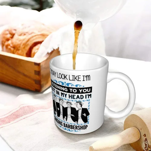 Vista 4 de Barbershop Quartet In My Head I'm Singing Barbershop Singer - Taza de café de 11 oz