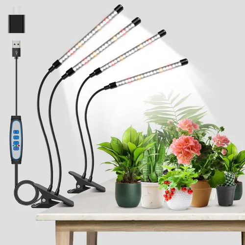 Vista 11 de Garpsen Luces de cultivo para plantas de interior, 2 cabezales con clip