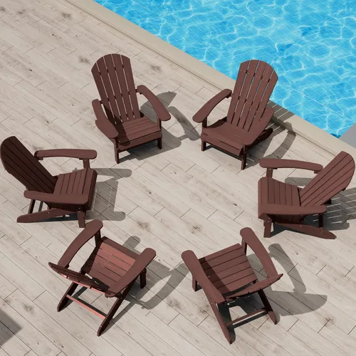Vista 46 de YEFU Silla Adirondack de plástico resistente a la intemperie, sillas de patio con instalación fácil en 5 pasos, se ve exactamente como madera real