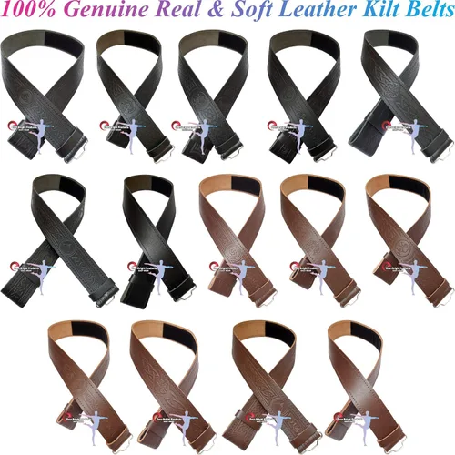 Vista 3 de Ever Bright Brown Black Kilt Belts Classic - Cinturón de piel auténtica