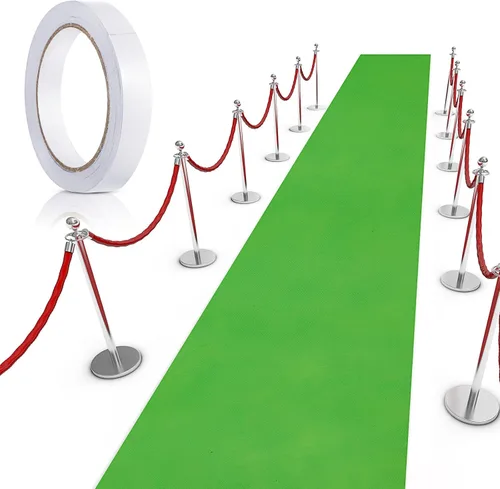 Vista 12 de Shappy Alfombra negra para fiesta, 55 GSM de grosor con cinta de alfombra, alfombra de pasillo para Halloween, graduado, boda, fiesta, pista