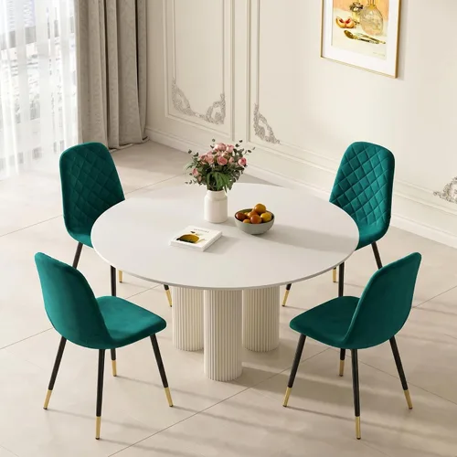 Vista 16 de Juego de 2 sillas de comedor de terciopelo azul marino, sillas tapizadas de cocina y comedor con patas de metal, sillas decorativas modernas