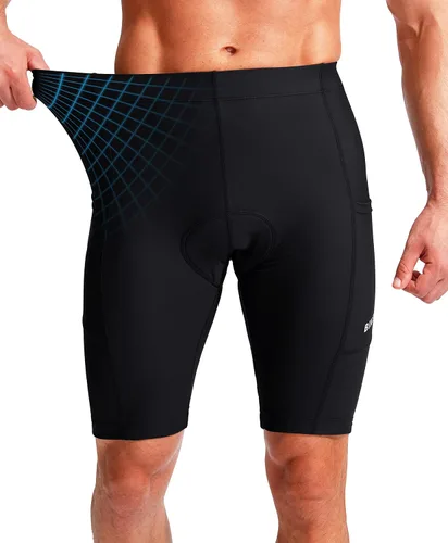 Vista 3 de Bikewa Pantalones cortos de ciclismo para hombre con acolchado 3D para ciclismo de carretera, ciclismo de montaña, ciclismo UPF 50+, bolsillos