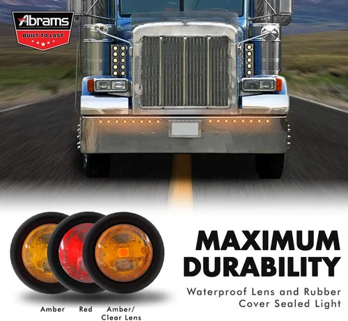 Vista 3 de Abrams Luces de remolque redondas de 3/4 pulgadas ámbar 1 LED [impermeables] Luz de marcador de bala para autobuses, caravanas, camiones y remolques