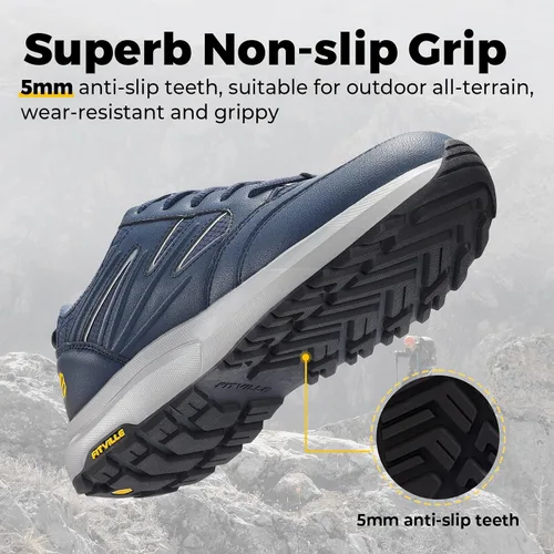 Vista 3 de FitVille Zapatos de senderismo anchos para hombre, repelentes al agua, para exteriores, zapatos de trabajo con soporte de arco, núcleo resistente