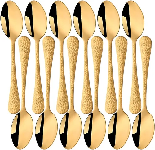 Vista 14 de 12 cuchillos de mantequilla de acero inoxidable con superficie martillada, esparcidores de queso/mantequilla, cuchillos para untar, queso