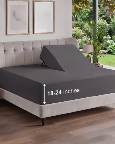 Vista 113 de Sábana bajera ajustable extra profunda Twin XL – Sábana bajera individual de lujo de hotel solamente – Se adapta fácilmente a colchones de 18 a 24