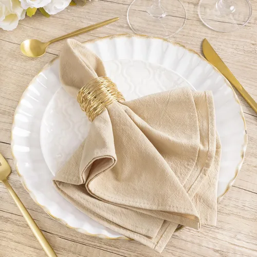 Vista 20 de Servilletas de tela natural de lino de algodón Boho rústico mesa de cena Beige