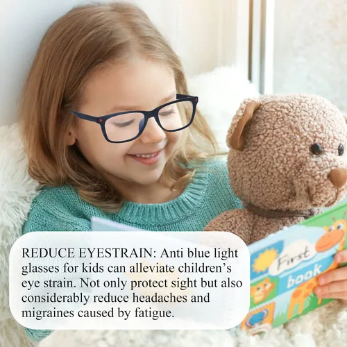 Vista 7 de SooGree Gafas de luz azul para niños, lentes de bloqueo de luz azul para adolescentes, niños y niñas, pantalla de computadora, juegos, TV y teléfono