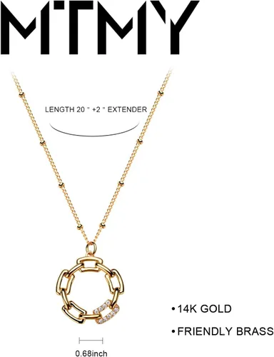 Vista 4 de MTMY Collar de flores chapado en oro de 14 quilates para mujer, delicado collar de pétalos de circonita cúbica, trébol, copo de nieve, joyería