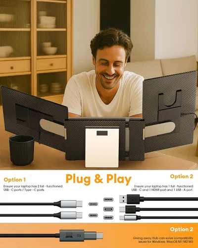 Vista 2 de NGTeco Extensor de pantalla triple para portátil de 16", monitor portátil