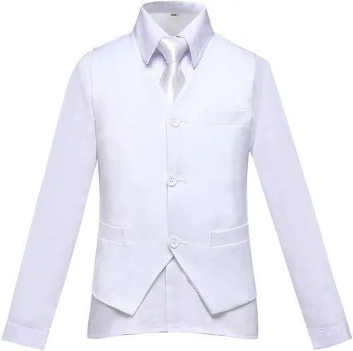 Vista 4 de Visaccy - Traje de vestir para niños, corte ajustado, traje para pajecito de boda