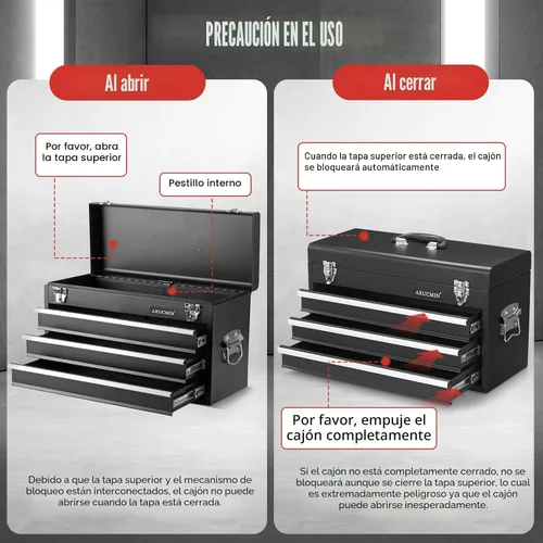 Vista 7 de Juego de herramientas mecánicas de 438 piezas con caja de metal resistente de 3 cajones, kit de herramientas de reparación -02