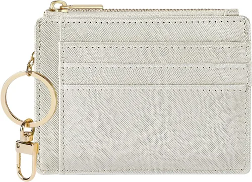 Vista 25 de Sodsay Estuche para tarjetas, cartera delgada con bolsillo frontal, para mujer, sujetatarjetas con llavero Slim, Front Pocket, Credit Card Holder
