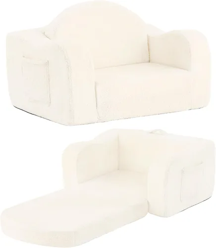 Vista 15 de Tiita Sofá para Niños, Silla Sofá para Niños 2 en 1, Sofá Convertible para Niños Pequeños a Tumbona, Sofá de Bebé Desplegable, Cama Silla