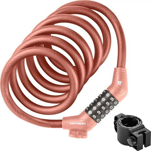 Vista 10 de Retrospec Grizzly Plus - Candado de combinación para bicicleta, resistente antirrobo con combo personalizado de 5 dígitos, cable resistente a cortes