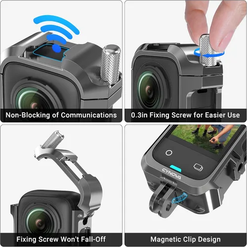Vista 4 de CYNOVA Insta 360 X4 - Marco utilitario con cubierta de silicona para lentes