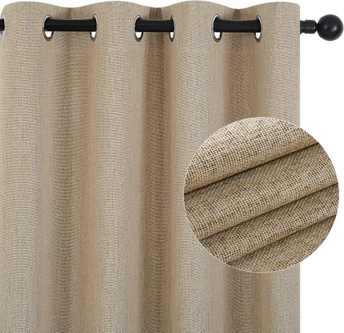 Vista 23 de Deconovo - Cortinas opacas 100% ligeras de lino sintético para dormitorio, cortinas térmicas aisladas para reducir el ruido para comedor, sala