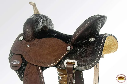 Vista 7 de HILASON Western Horse Barrel Racing Saddle Trail American Leather Western Saddle Saddle for Horses Barrel Racing Saddle