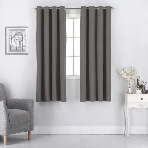 Vista 34 de Rooney Cortinas cortas negras para ventana, cortinas opacas con aislamiento con ojales, para cocina, sótano, oficina, 2 piezas, 30 x 36 pulgadas por