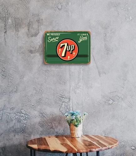 Vista 3 de Old 7up Sign 6 - Cartel de metal retro para el hogar, cocina, bar, cafetería, 12 x 8 pulgadas
