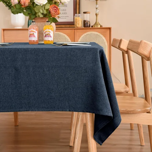 Vista 20 de Mantel rectangular de lino texturizado de 47 x 63 pulgadas, impermeable, a prueba de derrames, lavable, sin arrugas, mantel para mesa de comedor