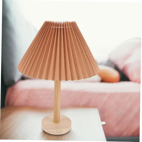 Vista 7 de Lámpara de mesa plisada para dormitorio, luz nocturna, mesita de noche, luz suave, deslumbrante