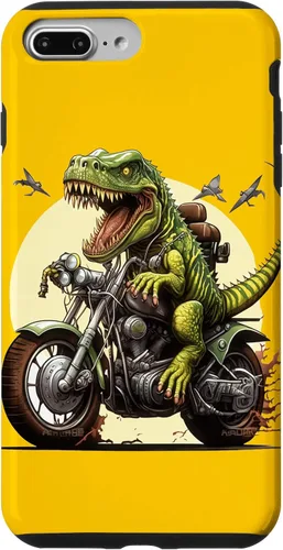 Vista 12 de Funda para iPhone 16 T-Rex Dinosaur Riding a Motorcycle