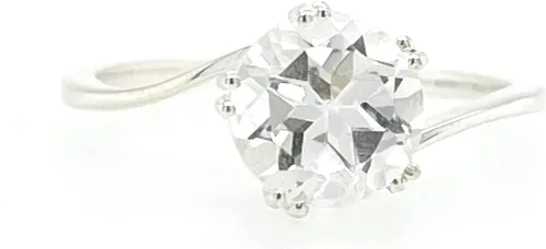 Vista 3 de Natural 2ct White Quartz, Clear Quartz 925 Solid Sterling Silver Ring Size 5.75, 6