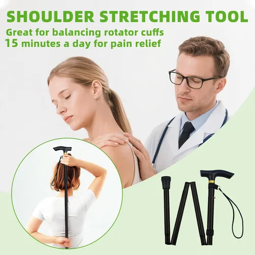Vista 4 de Polea de hombro para fisioterapia, rehabilitación de manguito rotador plegable para el hombro, portátil y aliviador de hombros con gancho