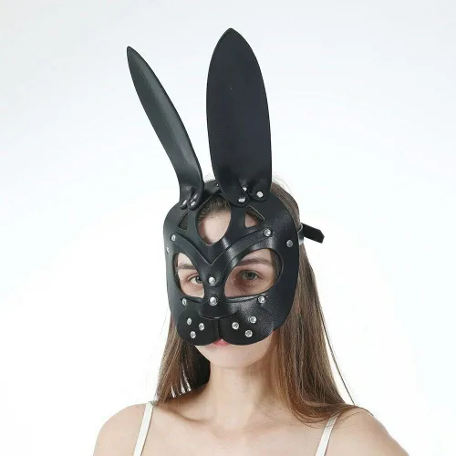 Vista 6 de Furealux Women Leather Masquerade Party Mask for Cosplay Halloween Costume Accessory