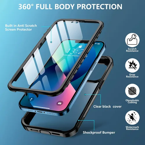 Vista 3 de Red2Fire Funda para iPhone 13, [Cuerpo Completo 360] [Protección de Servicio Pesado] con Protector de Pantalla Integrado Resistente Robusto 12 Pies