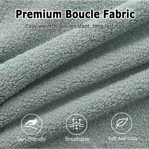 Vista 6 de Grey Boucle - Juego de 4 sillas de comedor modernas de mediados de siglo con respaldo curvado y patas de metal, sillas de comedor tapizadas redondas