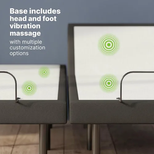 Vista 6 de GhostBed Base de cama ajustable y base de alimentación con control remoto inalámbrico, ajustes de gravedad cero y masaje, puertos USB, tamaño King