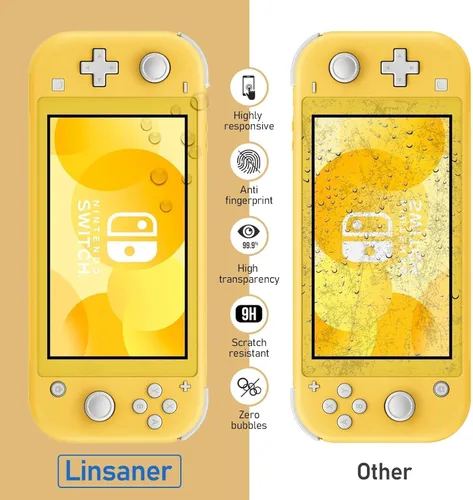 Vista 3 de Linsaner Protector de pantalla de vidrio templado, hecho a medida para Nintendo Switch Lite HD, antiarañazos, transparente y transparente