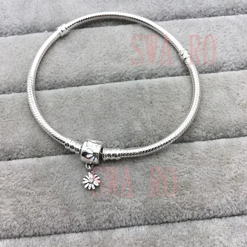 Vista 2 de Pulsera de plata 925 con dije de flor rosa 2020