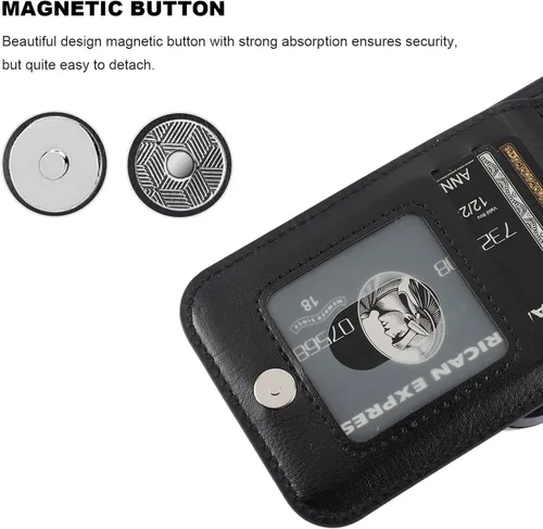 Vista 73 de KIHUWEY - Funda tipo cartera compatible con iPhone 15 con soporte para tarjetas de crédito, cierre magnético, soporte de cuero premium, cubierta