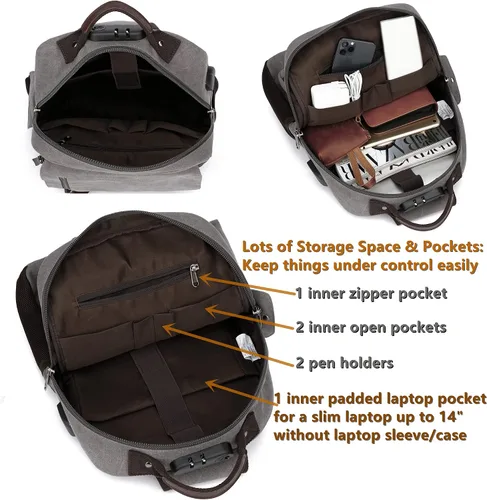 Vista 6 de Leaper - Maleta bandolera de lona, diseño retro