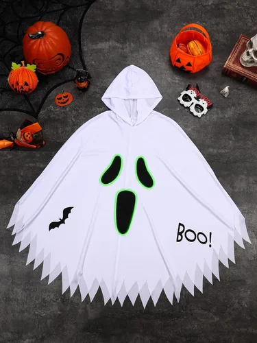 Vista 6 de Disfraz de fantasma de 3 piezas para niños, capa blanca