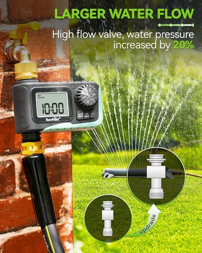 Vista 5 de Temporizador de aspersor RAINPOINT con pivote de latón, temporizador de agua programable para manguera de jardín con retardo por lluvia/riego