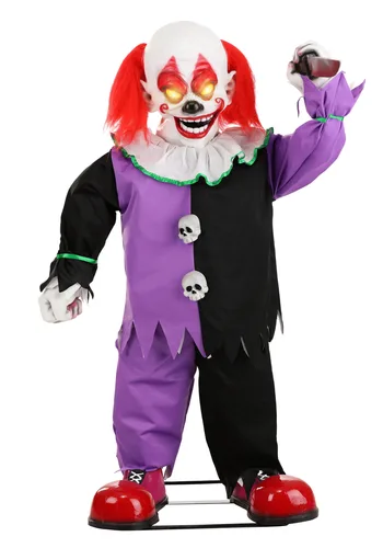 Vista 10 de Decoración Animatrónica de Payaso Asesino de 1.2 m para Halloween Multicolor