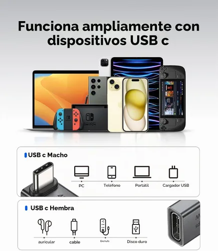 Vista 6 de Silkland - Adaptador de ángulo recto USB C de 40 Gbps de 90 grados, 2 unidades, 240 W USB4 Extensor macho a hembra, 8K @60Hz, Thunderbolt 4/3
